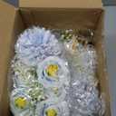 Tigeen 6 Bundles Artificial Bouquet Flowers Artificial Peonies Faux Roses Silk Flowers Hydrangea Bouquet for Wedding Table Centerpiece Floral Vase Decor(Blue)