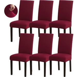 Sufdari Dining Chair Covers,Kitchen Chair Cover,Parsons Chair Slipcover,Spandex Chair Protectors for Dining Room Stretch Chairs Cover Set of 6 Burgundy