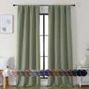 Simplebrand Ava Sage Green Blackout Curtains for Bedroom 90 Inches Long 2 Panels Set, Solid Privacy Energy Saving Living Room Window Treatment Curtains Blackout Drapes, W40 x L90 Inch, Sage Green