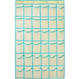 NIMES Hanging Closet Underwear Sock Jewelry Storage Over The Door Classroom Cell Phone Calculator Organizer 36 Clear Pockets (Beige)