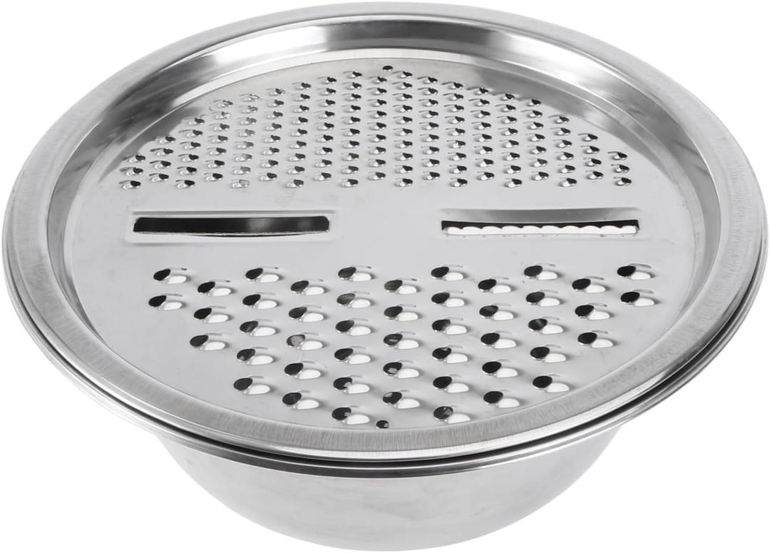3-Piece Golden Stainless Steel Kitchen Colander Set - 3-in-1 Strainer Basket for Washing Rice, Fruits & Vegetables | Durable Fruit Cleaner Device with Drain Bowl (silvery)
