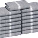 Zeppoli Classic Kitchen Towels - 15 Pack 100% Natural Cotton Towel Set, Reusable Wash Cloths, Absorbent Dish Towels, Machine Washable Hand Towels, Kitchen Essentials - 14 by 25 - Black (Textured Grey)