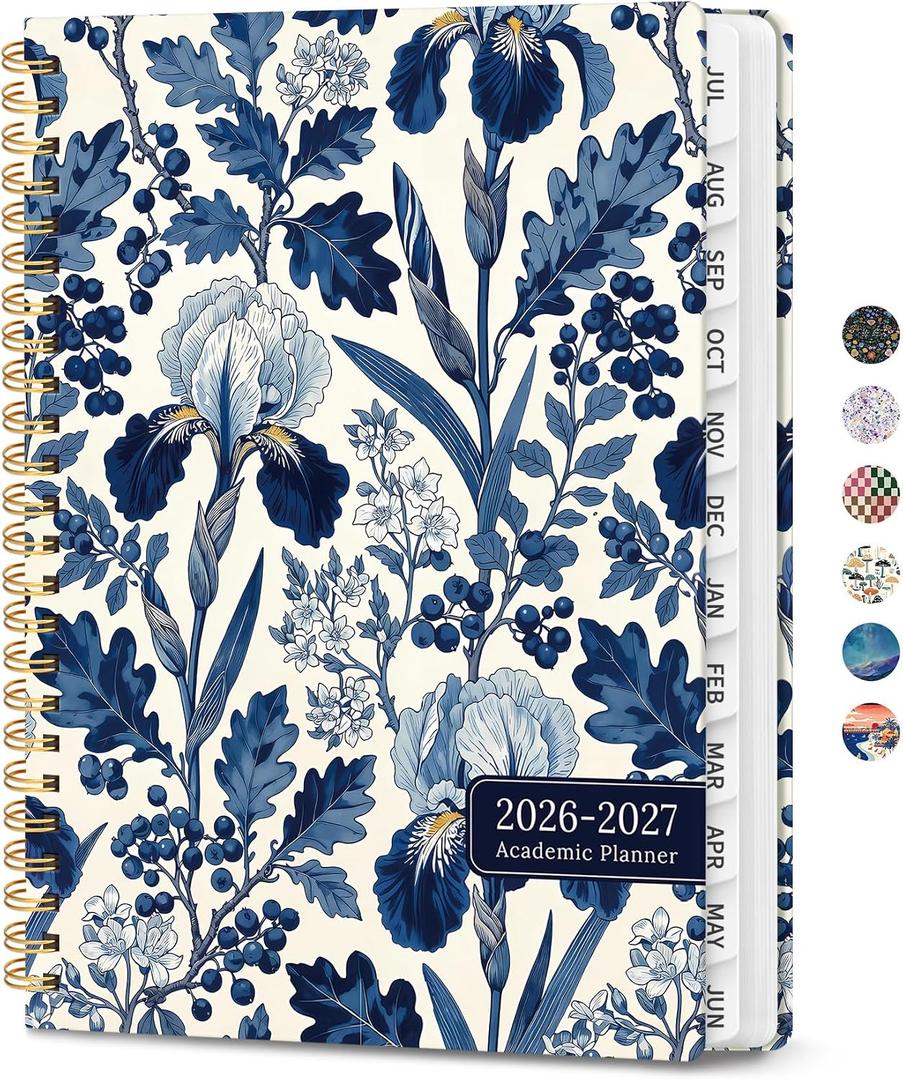 ZOTIA Planner 2026-2027, Jul 2026-Jun 2027 Weekly & Monthly Calendar | Cute Planner Spiral Bound Planning Tool with Tabs and Pocket, Fit for Students & Teacher, 8.5" x 11", Blue Heirloom