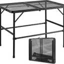 3-Foot Grill Table with Full-Frame Design, Portable Camping Table for 3-Burner Gas Grill, 25" Height for Standing Use, Foldable Outdoor Table for Picnic, Patio, Cooking (35" X 23.3"), 35.43" x 23.62" x 25.59" H