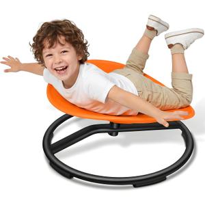 Spinning Chair for Autistic Kids - Sensory Swivel Seat with 220 lbs Weight Capacity & Non-Slip Base, Improves Balance & Coordination, Sit and Spin Sensory Toy for ADHD/Autism, Ages 3+ (Orange), 21.6 inches x 20 inches x 11 inches