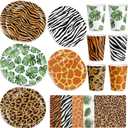 150 Pcs Jungle Animals Party Supplies - Plates, Napkins, Cups for Safari Party Favors (Serve 50)