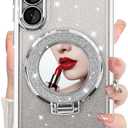 DAKORIE for Samsung Galaxy S25 FE Case Glitter with Mirror Shockproof Heavy Duty S25 FE Protective Cover for Galaxy S25 FE 5G 2025 - Sliver