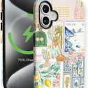 Compatible for iPhone 15 Pro Case Compatible with MagSafe [6ft Drop Tested] Rugged Shockproof Protective Phone Case for Women Men Collage Cute Bows Italy Summer Lemon Aesthetic Design Multicolor