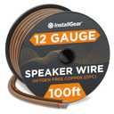 InstallGear 12 Gauge Speaker Wire 100ft - Deoxidized Copper OFC Speaker Wires 12 Gauge - Flexible Wire Cable with Polarity Marking - Soft Touch 12 AWG Wire for Audio, Amp and Home Theater Use - Brown
