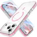 MILPROX Compatible with iPhone 17 Pro Max Case 6.9 inch - Compatible with MagSafe - Magnetic Clear Trasparent Design - Non Yellowing Anti Slip - All PC Phone Cover - with Screen Protector - Pink