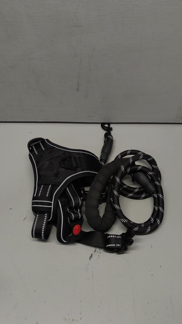 Dog Belt Harness Leash - No Pull Dog Harness With 3M Reflective Oxford Fabric Vest - Easy Control Dogs - Includes Heavy Duty 5Ft Dog Leash (Medium, Black)