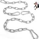 2 Pack 30 Inch Heavy Duty Chains, 1/5 Inch Thick Steel Hanging Chain with Spring Snap, Easy to Install Chain Extender for Punching Boxing Bag, Hammock, Porch Yoga Trapeze Swing, Silver, 440LB