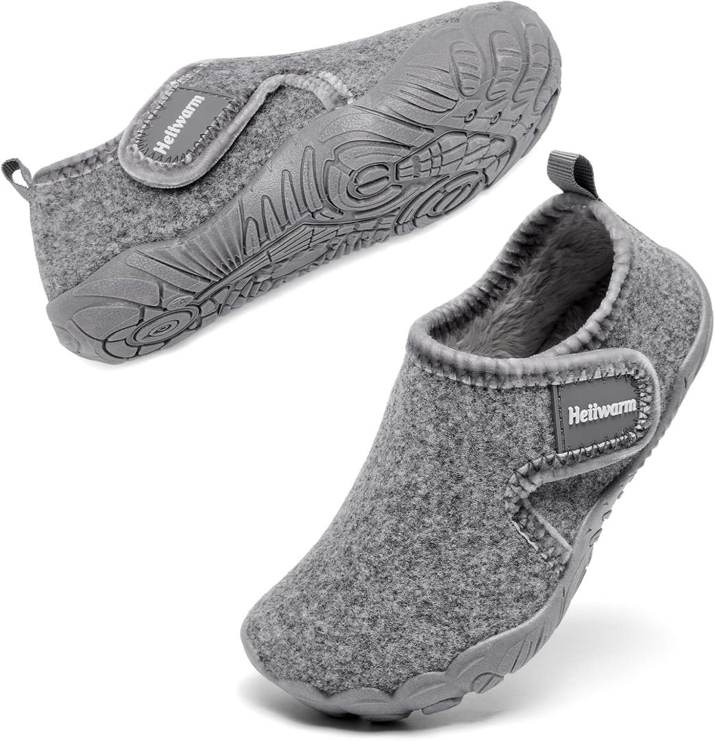 Toddler Winter Slippers Soft Warm Fleece Cozy House Non Slip Lightweight Bedroom Slippers for Girls Boys (Gray), 2T