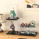 JUJOMAT Acrylic Display Case for Collectibles Clear Acrylic Display Box for Lego Action Figures Doll Hobby, Dustproof Stackable Storage Case, Assembly Required, Black Base (8 x 8 x 12 inches)