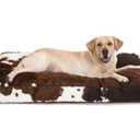 Bedfolks Plush Waterproof Dog Crate Bed, Faux Fur Kennel Pad for Extra Large Dogs, Removable Washable Cover, 41"x27", Cow Print