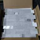 MOFIT Backsplash Tile for Kitchen Peel and Stick Stone Matte Finish,Bathroom Tiles Stickers 3D Wall Panel Linear Mosaic Marble Backsplash Waterproof(10sheets,Cement Grey)