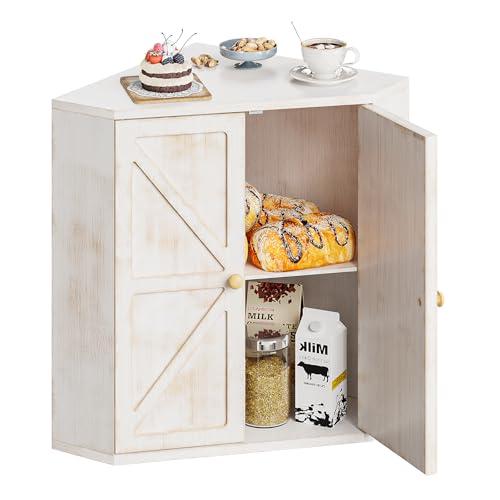 Trironsun Corner Bread Box for Kitchen Counter Double Layer Bamboo Bread Storage Container Large Capacity Bread Storage Bin Farmhouse Breadbox Organizer