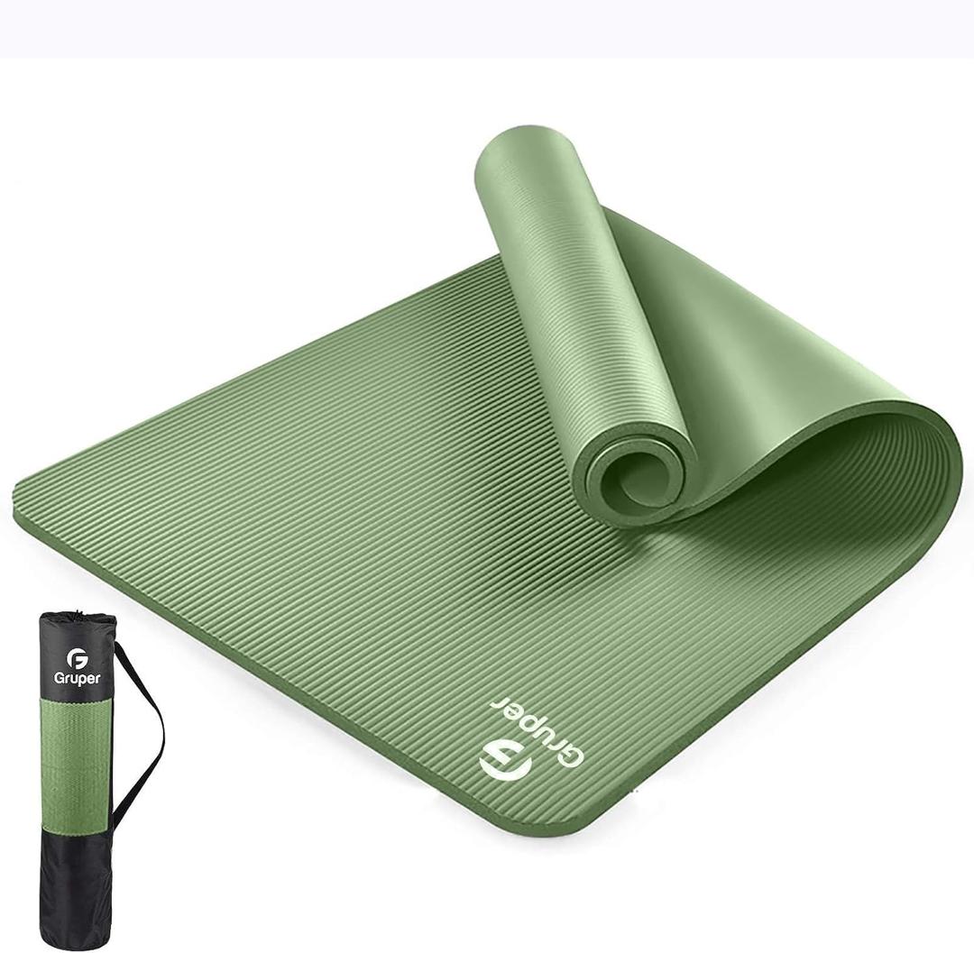 Gruper Yoga Mat Non Slip,Thick NBR Extra Thick Yoga Mat Anti-Tear Exercise Mat with Carrying Strap and Bag, Workout Mats for Home, Yoga, Pilates  72 x 24 x 0.4 inches