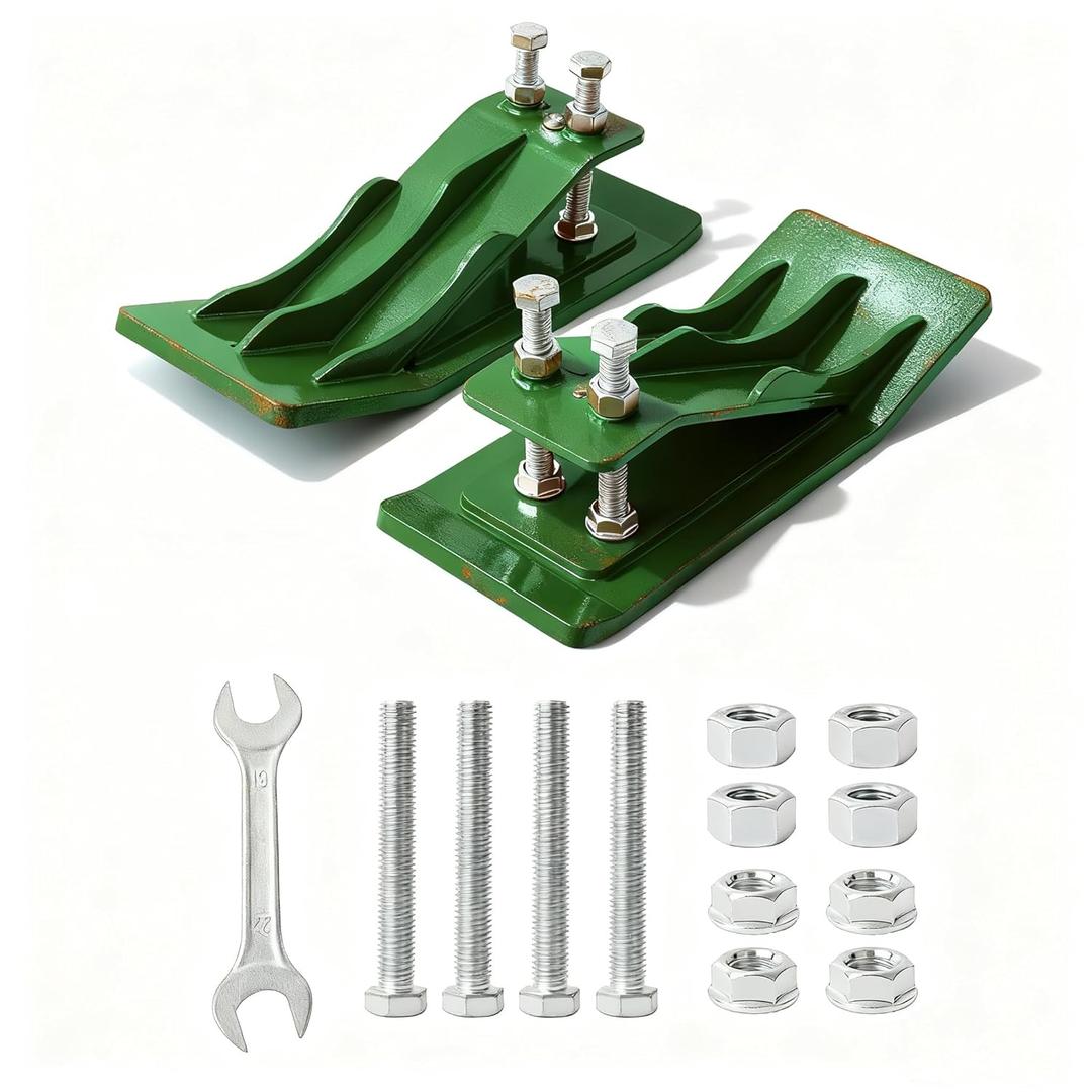 Upgraded 2Pcs Tractor Bucket Edge Protector Green, Tractor Bucket Attachment Skid Steer Attachments with Upgraded 10mm Steel & Dual Bolt Lock for Snow Debris Removal