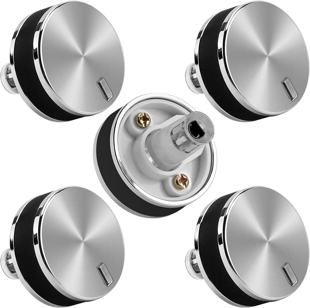 AMI PARTS WB03X24360 Knobs Fit for GE Cooktop Knob Range Stainless Steel, 5 PCS Hardware Handle Set, Easy to Install- Replace Stove knobs WB03X24360, WB03T10259, 4179424, AP5980302, PS11700818