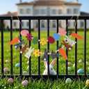 2Pcs Easter Decorations for Home, Party Hanging Spring Garland Decor, Colorful Felt Bunny and Carrot Wood Bead Banner for Mantel Fireplace Wall(Easter 2)