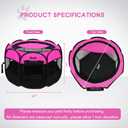 GOOZII Pet Cat Playpen for Indoor Cats Enclosed, Portable Foldable Dog Playpen Outdoor Tent Crate Cage with Zipper Top Cover Door for Kitten Puppy Outside Rv Car Camper (Small Size, Pink)