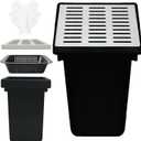 18x18x24 in Large Catch Basin with 304 Stainless Steel Grate,Catch Basin for Drainage with Debris Basket,French Drain Catch Basins Without Pre Drilled Holes are Suitable for Courtyards (18x18x24 in)