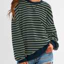 PRETTYGARDEN Womens Striped Oversized Sweatshirt Color Block Crew Neck Long Sleeve Casual Loose Pullover Top Y2K Clothes (XL)