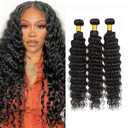 Loose Deep Wave Bundles Human Hair Natural Black 30 30 30 Inch Deep Wave Human Hair 3 Bundles 150G Double Weft Unprocessed Brazilian Remy Hair Extensions Quick Weave