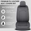 Pariiaotin Premium Leather Car Seat Covers Full Seats, Waterproof Front Seat Covers and Split Rear Bench Seat Covers for Cars,Universal Automotive Interior Covers for Sedan SUV Truck Van Pick-up,Gray