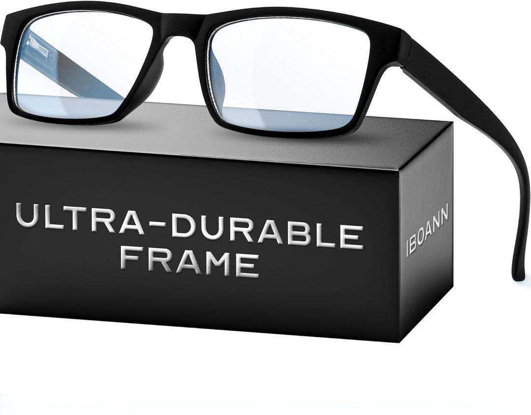 IBOANN Reading Glasses for Men Readers Men's Stylish Blue Light Blocking Computer Eyeglasses (Black)