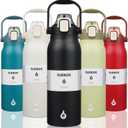 BJPKPK Insulated Water Bottles with Straw, 57 oz Sports Water Bottle with One-handed Opening Lid, BPA Free Leakproof Easy Carry Thermo, Jugs, Flasks for Gym Sports Outdoors, Black