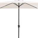 JEAREY 6.5x10ft Olefin Rectangular Patio Umbrella, Rectangle Outdoor Umbrellas with Auto Tilt Crank System, Market Table Umbrella UV Protection Fade-Resistant for Pool Deck Garden Yard, Cream White