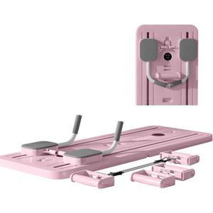 Pilates Bar Kit with Resistance Bands, Multifunctional Yoga Pilates Bar with Heavy-Duty Metal Adjustment Buckle, Portable Home Gym Pilates Resistance Bar Kit for Women Full Body Workouts, Pink