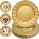 PROY 100 Pcs 13" Gold Charger Plates Bulk,Charger Plates with Beaded Sunflower Rim,Elegant Gold Chargers for Dinner Plate,Decorative Chargers for Wedding,Party & Table Setting