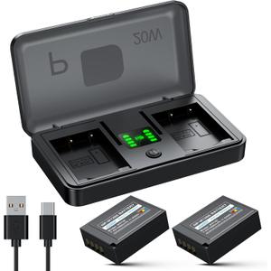 NP-W126 NP-W126S Battery 2-Pack 1600mAh and 2-Channel PD 20W USB Fast Charger for Fujifilm NP W126S, X100VI, X100V, XM5, XE5, XS10, XT30, XT30 II, XT20, X Half XE4, A5 Camera, with Magnetic Snap Cover