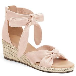 LAICIGO Womens Espadrilles Wedge Sandals Back Zipper Closure Open Toe Platform Ankle Strap Summer Dress Shoes with Bow Decoration 7