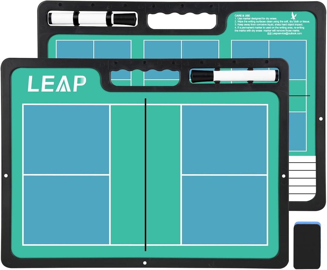 LEAP Coach Board Premium Tactical Clipboard Two Sides with Full & Half Court Dry Erase Marker Board for Basketball, Baseball, Soccer, Football, Hockey (Badminton / Pickelball)
