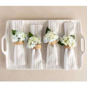 Solino Home Linen Dinner Napkins 20 x 20 Inch - 100% Pure Linen Farmhouse Natural and White Napkins Set of 4 for Spring, Father's Day, Summer