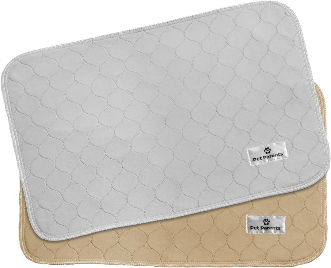 Pet Parents Pawtect Pads Washable Dog Pee Pads (2pack) of 18x24 Premium Pee Pads for Dogs, Waterproof Training Pads for Dogs & Reusable Dog Pee Pads! Whelping & Modern Puppy Pads! (Grey & Beige)