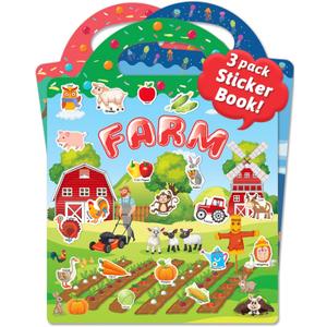 Benresive Reusable Sticker Book for Toddlers & Stickers for Kids, Toddler Travel Toys, Craft Activities, Boys & Girls Birthday Gifts