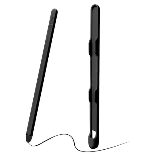 YQODSZ Stylus & Slim S Pen Holder for Samsung Galaxy Z Fold 7 Phone Case, Pastable S Pen Slot for Z Fold6/5 S Pen Edition, PC + Silicone Stylus Pen, High Sensitive Silicone Tip Matte-Black