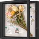 11x11 Shadow Box Frame with Linen Back - Sturdy Rustic Memory Display Case of Flower, Pictures, Medals and More, Black