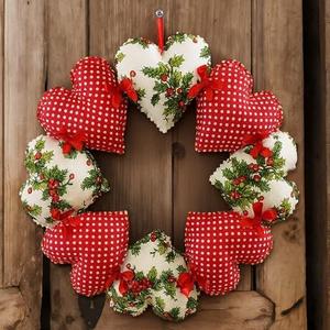 Suncalla Valentine's Day Wreath 11.8 Inch Rustic Love Heart Vintage Door Sign Valentines Heart Shaped Wreaths with Bow Fabric Berries for Front Door Wall Window Porch Winter Valentine Decor
