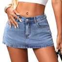 ELLEVEN Low Rise High Stretch Mini Skort Skirt for Women,Denim Skort Shorts with Pockets size L