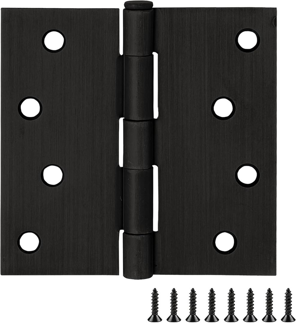 Design House Door Hinges for Interior Doors 3-Pack 4-inch x 4-inch, Design House Square Corner Steel Door Hinge Door Hardware, Oil Rubbed Bronze, 181677