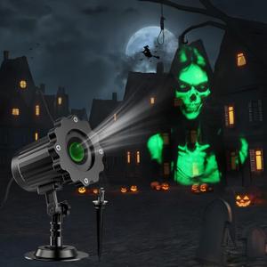 Halloween Projector Lights Outdoor,2025 Upgraded 3D Dynamic Skull Ghost Decorations Light,Clearer Skull HD Patterns,Night Light for Home Window Wall Halloween Decor