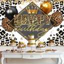 Newsely Leopard Happy Birthday Backdrop 7Wx5H Photography Woman Girl Cheetah Print Queen Golden Glitter Balloons Luxury Elegant Vintage Background Party Decorations Banner Photo Booth Props Supplies
