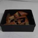 SM New York Brown Faux Leather Block Stacked Heel Ankle Strap Shoes Woven Buckle 8.5 size