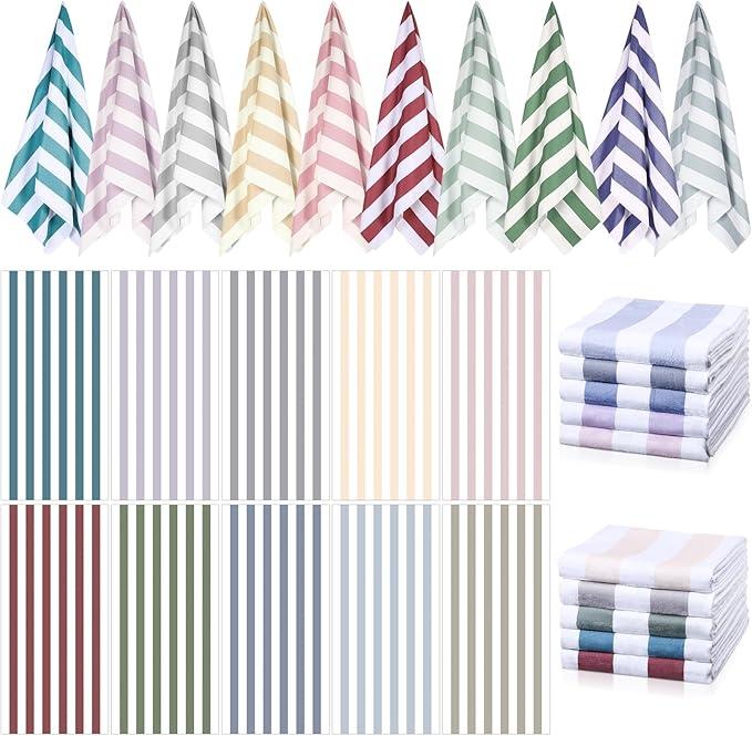 EBOOT 10 Pack Oversized Beach Towel Set Extra Large Pool Towels Microfiber Quick Dry Swim Blanket for Adult Women Men Face Hand Body Bath Travel Pool(Delicate Color,28 x 59 Inch,Seaside)